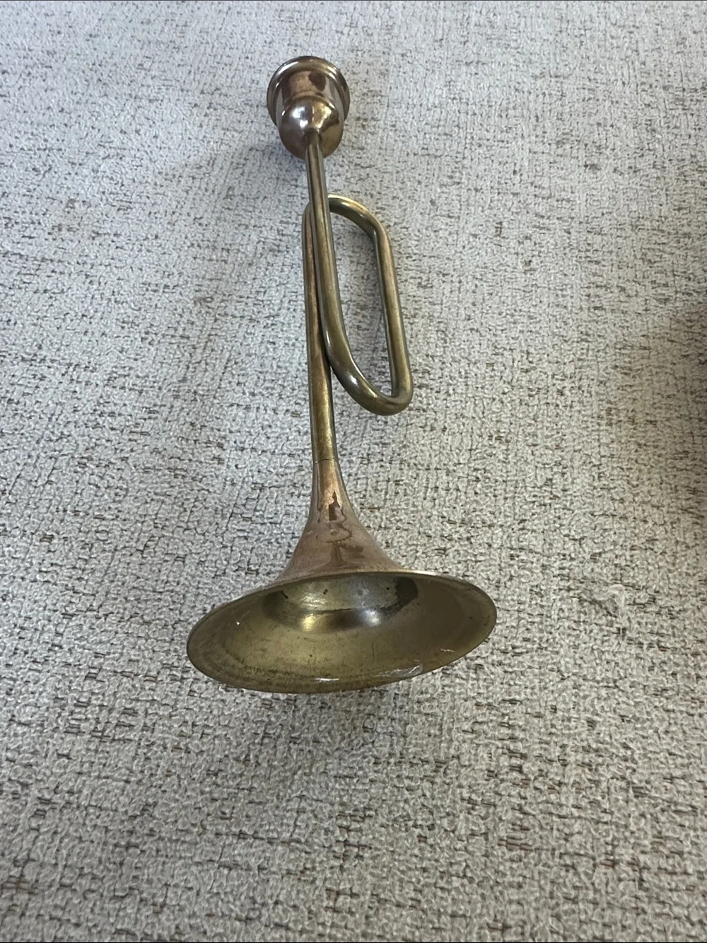Vintage Brass Bugle Trumpet Taper Candle Holder - Solid Brass - 8”